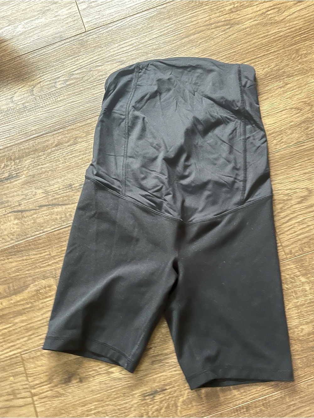 High-Waist Black Maternity Biker Shorts